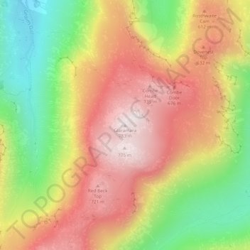Mappa topografica Glaramara, altitudine, rilievo