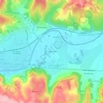 Mappa topografica La Borie Haute, altitudine, rilievo