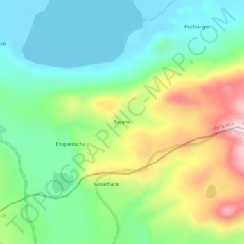 Mappa topografica Tacana, altitudine, rilievo