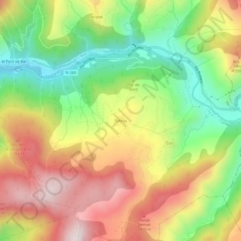 Mappa topografica Toloriu, altitudine, rilievo