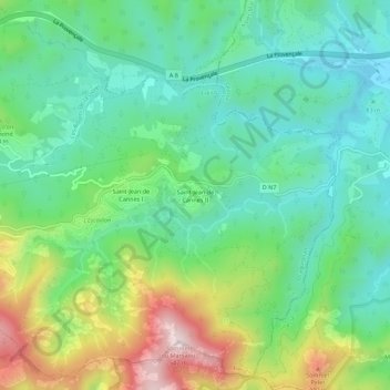 Mappa topografica Saint-Jean de Cannes II, altitudine, rilievo