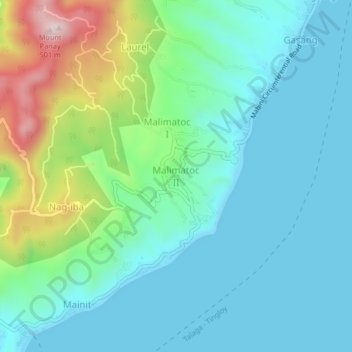 Mappa topografica Malimatoc II, altitudine, rilievo