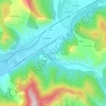 Mappa topografica Les Savoyons, altitudine, rilievo