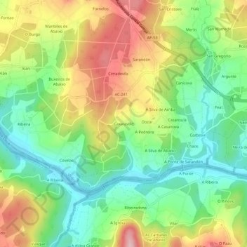 Mappa topografica Caxaraville, altitudine, rilievo
