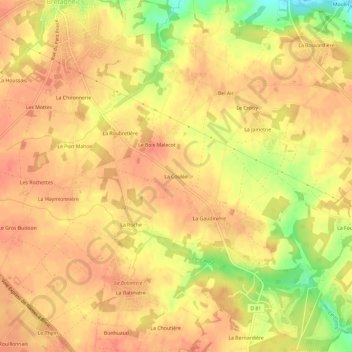 Mappa topografica La Coulée, altitudine, rilievo