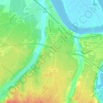 Mappa topografica Senau, altitudine, rilievo