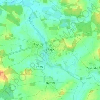 Mappa topografica Prielip, altitudine, rilievo