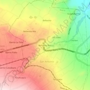 Mappa topografica Bellavista Bajo, altitudine, rilievo