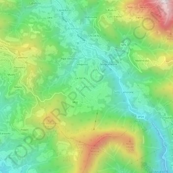 Mappa topografica Laxolo, altitudine, rilievo