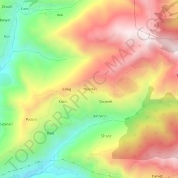 Mappa topografica Tharola, altitudine, rilievo