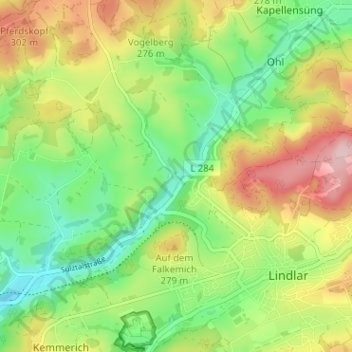 Mappa topografica Süttenbach, altitudine, rilievo