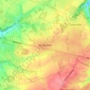Mappa topografica Margraten, altitudine, rilievo