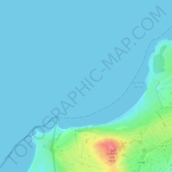 Mappa topografica Gullane Bay, altitudine, rilievo