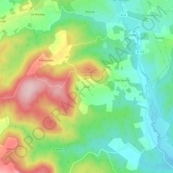 Mappa topografica Laval, altitudine, rilievo