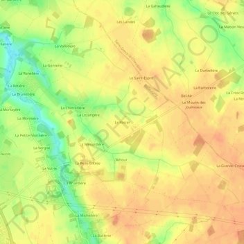 Mappa topografica Le Rosier, altitudine, rilievo