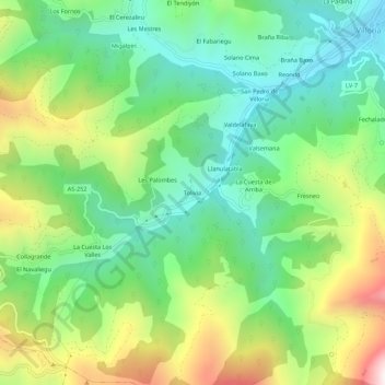 Mappa topografica Tolivia, altitudine, rilievo