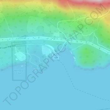 Mappa topografica Saltery Bay, altitudine, rilievo