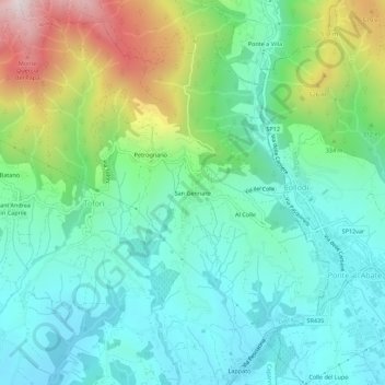 Mappa topografica San Gennaro, altitudine, rilievo