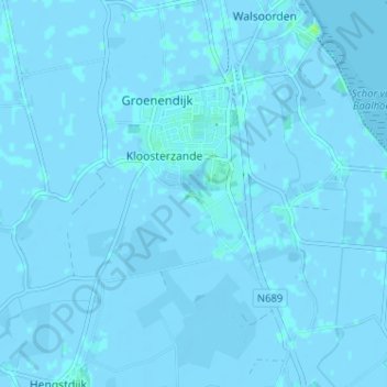 Mappa topografica Hoek en Bosch, altitudine, rilievo