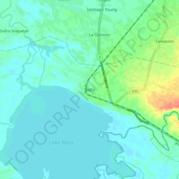 Mappa topografica Bato, altitudine, rilievo