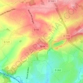 Mappa topografica La Viennerie, altitudine, rilievo