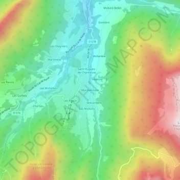 Mappa topografica Marchandière, altitudine, rilievo