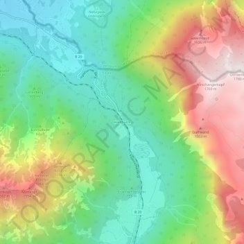 Mappa topografica Hallthurm, altitudine, rilievo