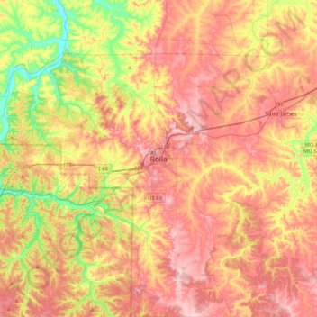 Mappa topografica Rolla, altitudine, rilievo