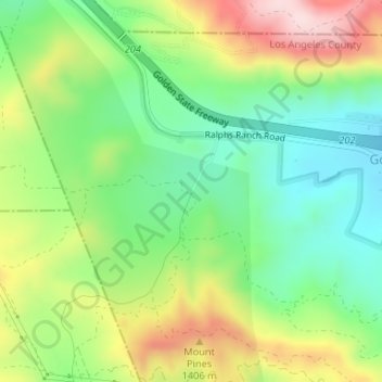 Mappa topografica Hungry Valley SVRA, altitudine, rilievo