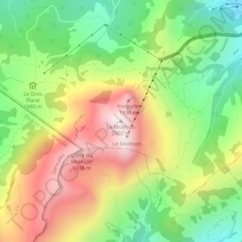 Mappa topografica Le Moléson, altitudine, rilievo