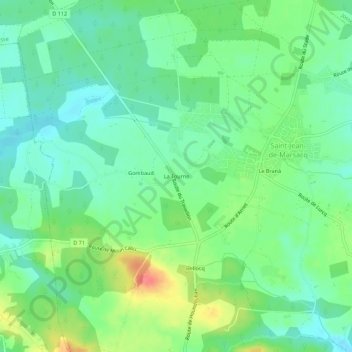Mappa topografica La Tourne, altitudine, rilievo