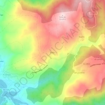 Mappa topografica Prado, altitudine, rilievo