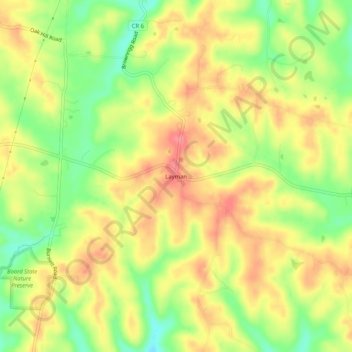 Mappa topografica Layman, altitudine, rilievo