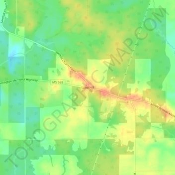 Mappa topografica Sand Hill, altitudine, rilievo