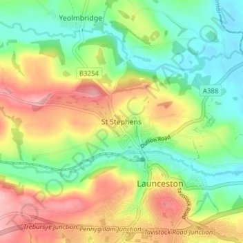 Mappa topografica St Stephens, altitudine, rilievo