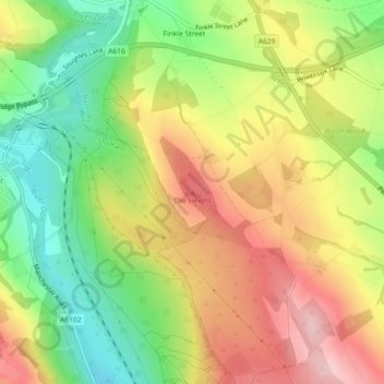 Mappa topografica The Height, altitudine, rilievo
