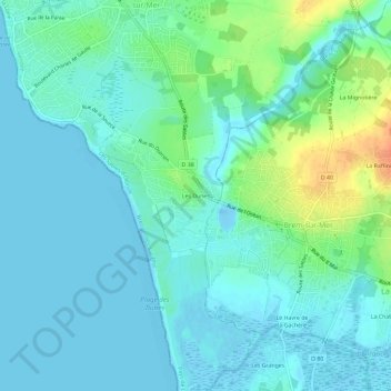 Mappa topografica Les Dunes, altitudine, rilievo