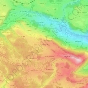 Mappa topografica Spiegelsberg, altitudine, rilievo