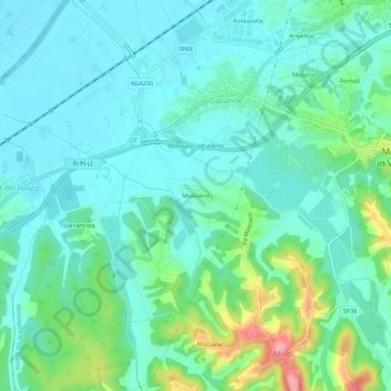 Mappa topografica Musciano, altitudine, rilievo