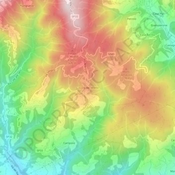 Mappa topografica Casore del Monte, altitudine, rilievo
