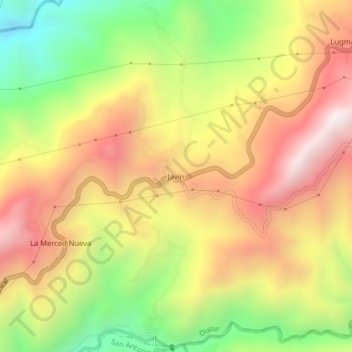 Mappa topografica Javín, altitudine, rilievo