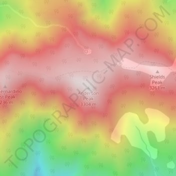 Mappa topografica Anderson Peak, altitudine, rilievo