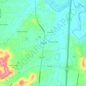 Mappa topografica Douglas, altitudine, rilievo