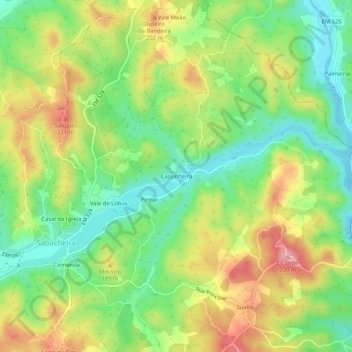 Mappa topografica Cassinheira, altitudine, rilievo