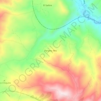 Mappa topografica Paramo Alto, altitudine, rilievo
