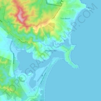 Mappa topografica Merimbula, altitudine, rilievo