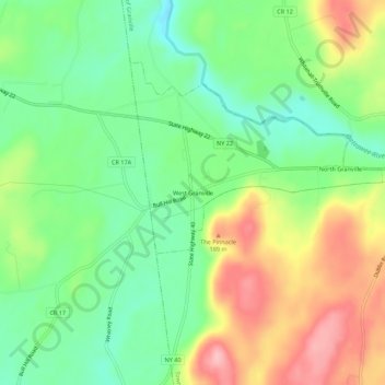 Mappa topografica West Granville, altitudine, rilievo