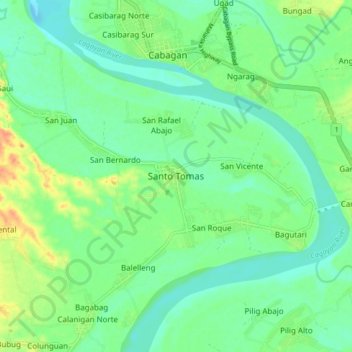Mappa topografica Santo Tomas, altitudine, rilievo