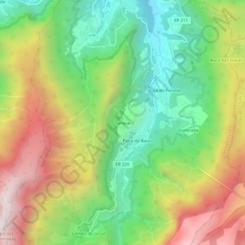 Mappa topografica Tanque, altitudine, rilievo