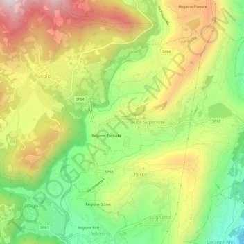 Mappa topografica Cavalice, altitudine, rilievo